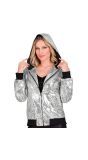 Zilveren Pailletten Vest met Capuchon