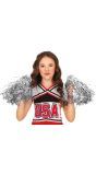 Zilveren Pom-Pom set Cheerleader 2 Stuks Kind