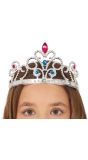 Zilveren Prinsessen Tiara met Rode en Blauwe Edelstenen Kinderen