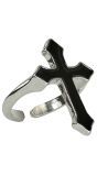 Zilveren Ring met Zwart Christelijk Kruis