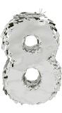 Zilveren Verjaardagspiñata Nummer '8' 25cm