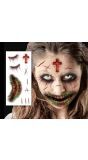 Zombie Horror Gezichttattoo Stickervel