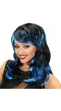 Zwart-Blauwe Golvende Pruik