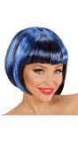 Zwart-Blauwe Nette Disco Pruik