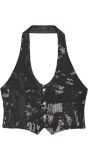 Zwart Dames Vest met Pailletten