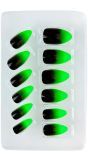 Zwart en Neon Groene Halloween Nagels