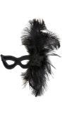 Zwart Fluwelen Oogmasker met Roos en Veren