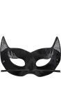 Zwart Fluwelen Panter Oogmasker