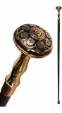 Zwart Gouden Houten Wandelstok met Metalen Knop