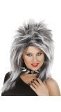Zwart Grijze Rockster Pruik