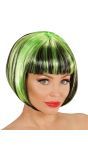 Zwart-Groene Nette Disco Pruik