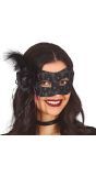 Zwart Masquerade Masker met Bloem