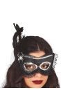 Zwart Masquerade Masker Spin en Veer
