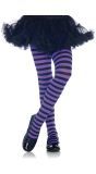 Zwart Paars Gestreepte Panty Kind