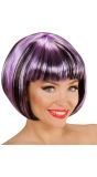 Zwart-Paarse Nette Disco Pruik