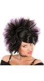 Zwart Paarse Rock Pruik