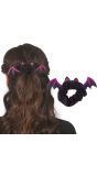 Zwart Paarse Vleermuis Scrunchie Halloween