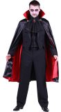 Zwart Rode Dracula Cape 110 cm met Staande Kraag