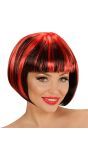 Zwart-Rode Nette Disco Pruik