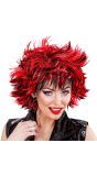 Zwart-Rode Wilde Disco Pruik