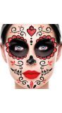Zwart Rood Dia De Los Muertos Glittermasker