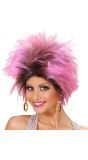 Zwart Roze Urban Pruik