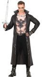 Zwart Vampierjager Kostuum met Tattoo Shirt Volwassenen
