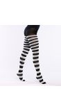 Zwart Wit Gestreepte Dames Panty Carnaval