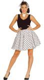 Zwart Witte Retro 50's Polkadot Rok met Hoofdsjaal Dames