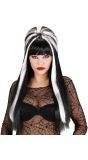 Zwart Witte Spiderella Pruik
