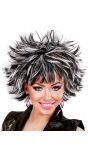 Zwart-Witte Wilde Disco Pruik