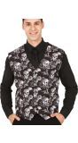 Zwart Zilver Skelet Vest Halloween Heren