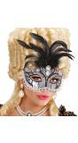 Zwart Zilveren Glitter Oogmasker met Veren