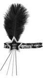 Zwart-Zilveren Pailletten Happy New Year Ster Hoofdband