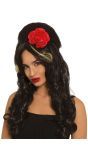 Zwarte Amy Winehouse Pruik met Bloem