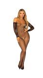 Zwarte Bodystocking met Visnet Mouwen
