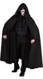 Zwarte Cape met Capuchon 140 cm Halloween Gothic