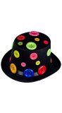 Zwarte Carnaval Hoed met Knopen