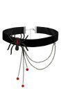 Zwarte Choker Ketting met Rode Spin