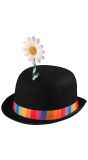 Zwarte Clown Bolhoed met Bloem