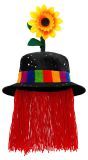 Zwarte Clown Hoed met Zonnebloem