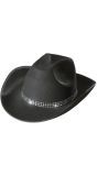 Zwarte Cowboyhoed met Strass Band