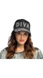 Zwarte Dames Pet 'Diva' met Studs