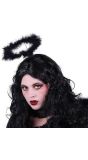Zwarte Diadeem met Aureool Marabou Veren Halloween