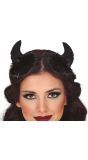 Zwarte Duivel Haarband met Veertjes