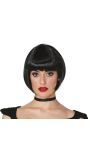 Zwarte Flapper Girl Pruik