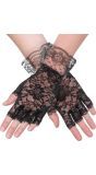Zwarte Flapper Handschoenen Dames