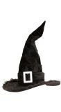 Zwarte Fluwelen Heksenhoed met Pluche Rand