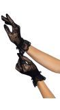 Zwarte Gebloemde Kanten Handschoenen