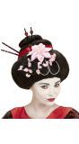 Zwarte Geisha Pruik met Bloem